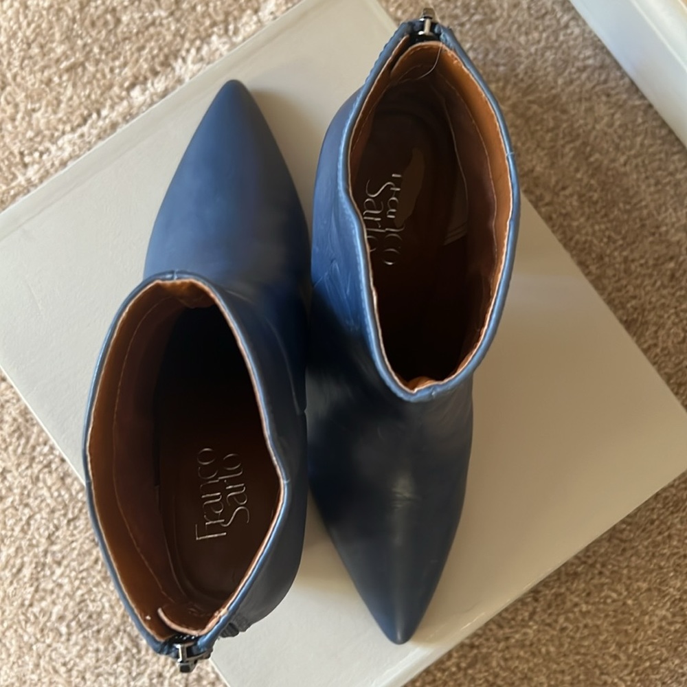Franco Sarto Navy Ankle Pointed Leather Boots - Picture 5 of 7